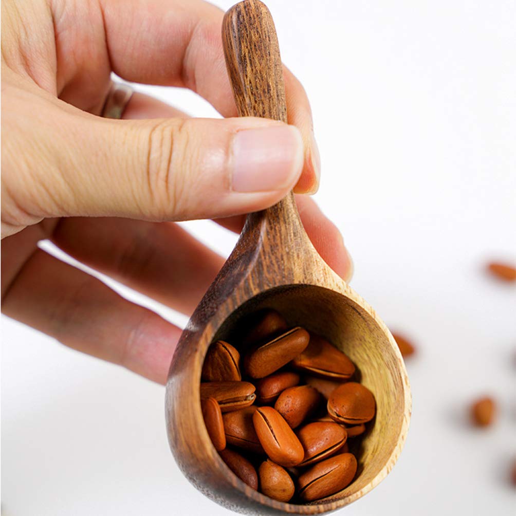 2PCS Acacia Wood Measuring Scoops for Coffee, Milk, Salt & Spices - Natural Mini Kitchen Scoop for Cooking & Baking - Perfect for Coffee Beans, Sugar & Flour
