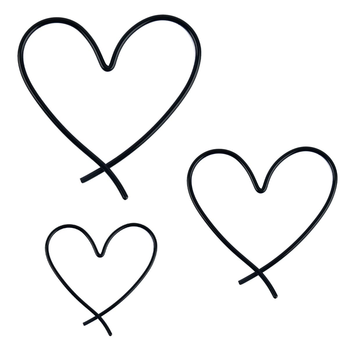 3PCS Black Heart Metal Wall Decor - Elegant Wall Hanging Ornaments for Bedroom, Living Room, Indoor & Outdoor - Romantic Home Art Decor for Valentine's Day, Wedding, Anniversary Gifts & Housewarming