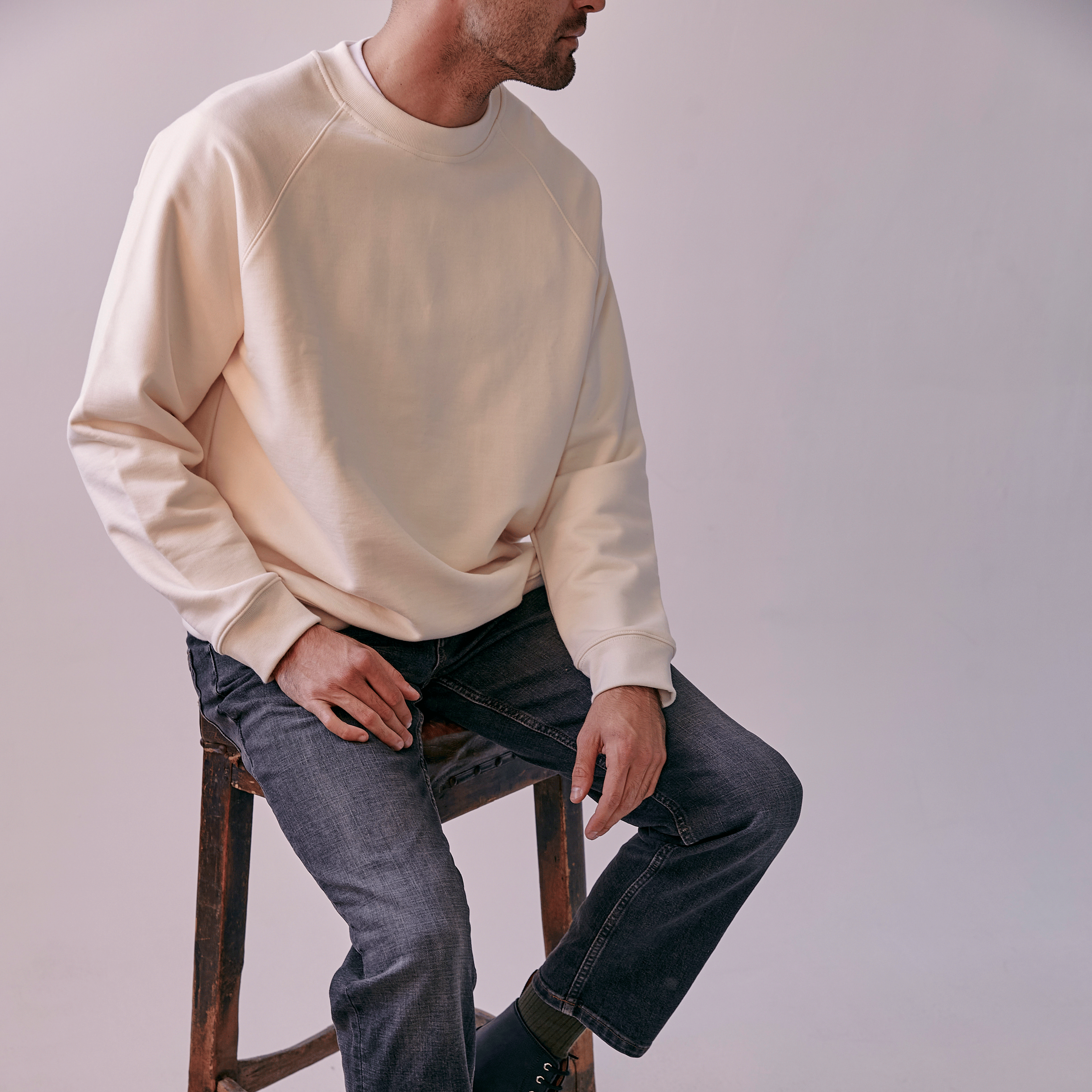 Premium Cotton Crewneck Sweatshirt for Men & Women - Soft & Comfortable Ecru Pullover for Casual Wear, Lounge & Outdoor Activities
