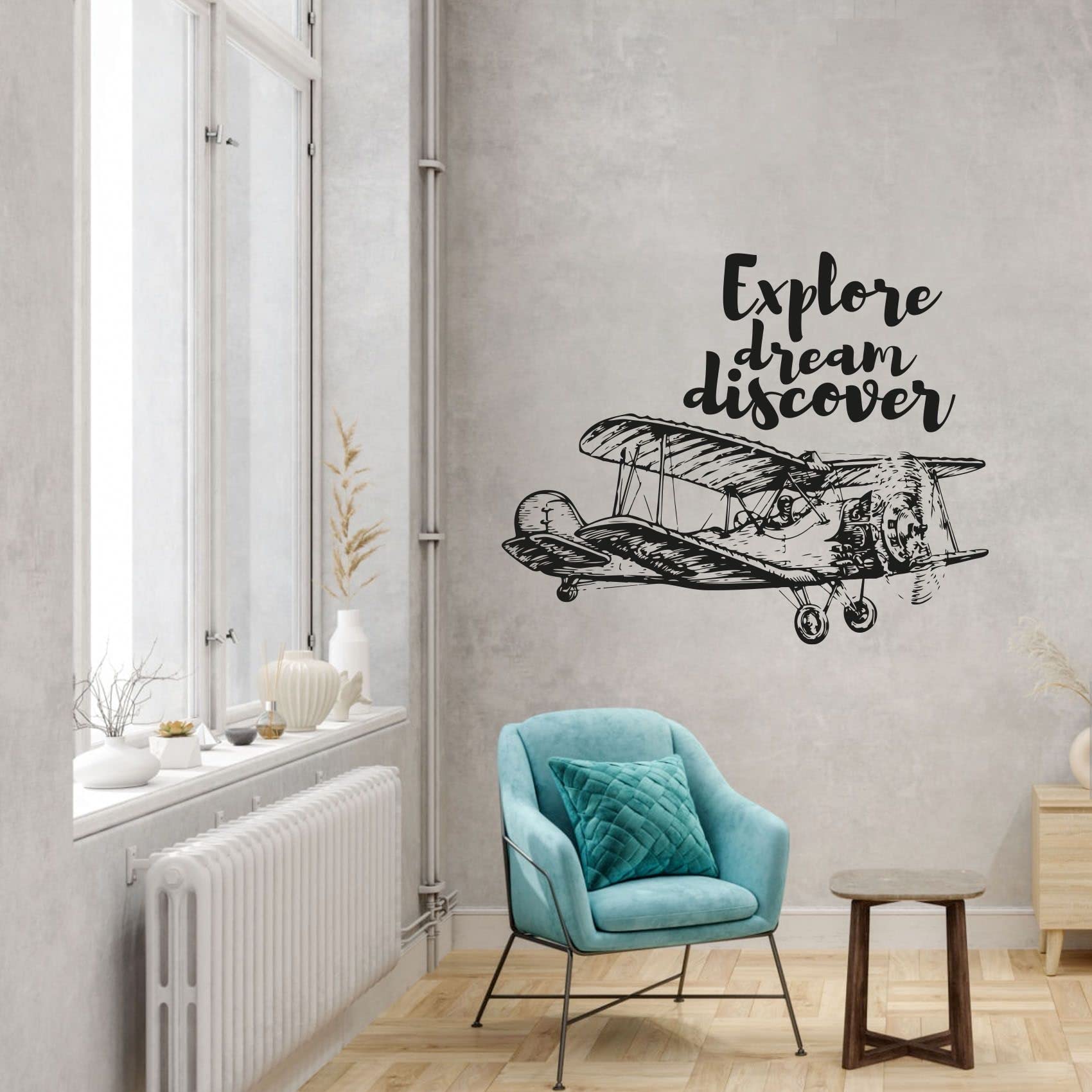 Airplane & Helicopter Wall Stickers for Kids Room - 10x10 Inch Vinyl Decal Art for Bedroom, Nursery & Home Decor - Fun Aviation Themed Wall Art for Boys & Girls - Perfect for Kids' Bedrooms, Playrooms & School Classrooms