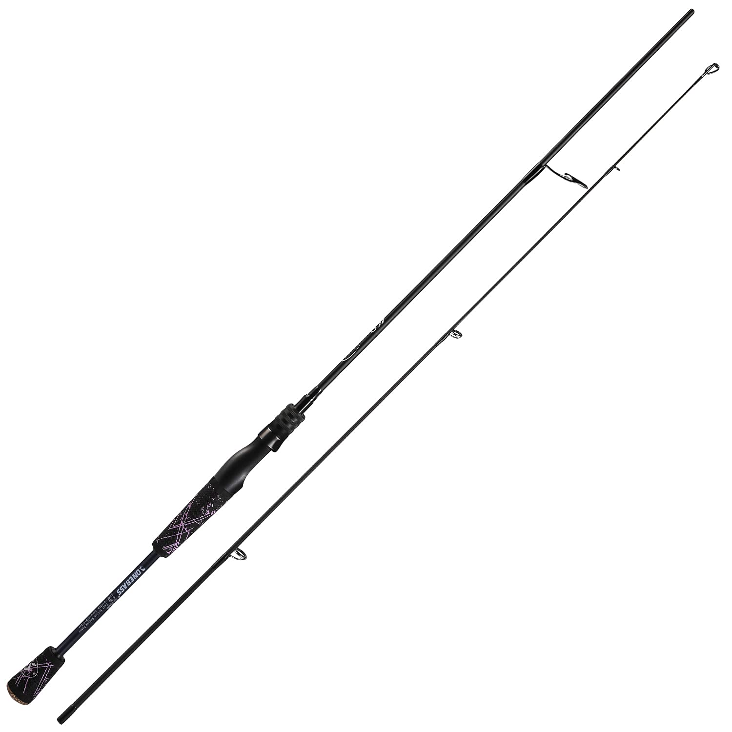 24-Ton Carbon Fiber Bass Fishing Rod - 2-Piece Casting & Spinning Rod with SuperPolymer Handle | Freshwater & Saltwater Fishing for Bass, Trout, and Walleye | Perfect for Shore Fishing, Kayak Angling, and Tournament Use