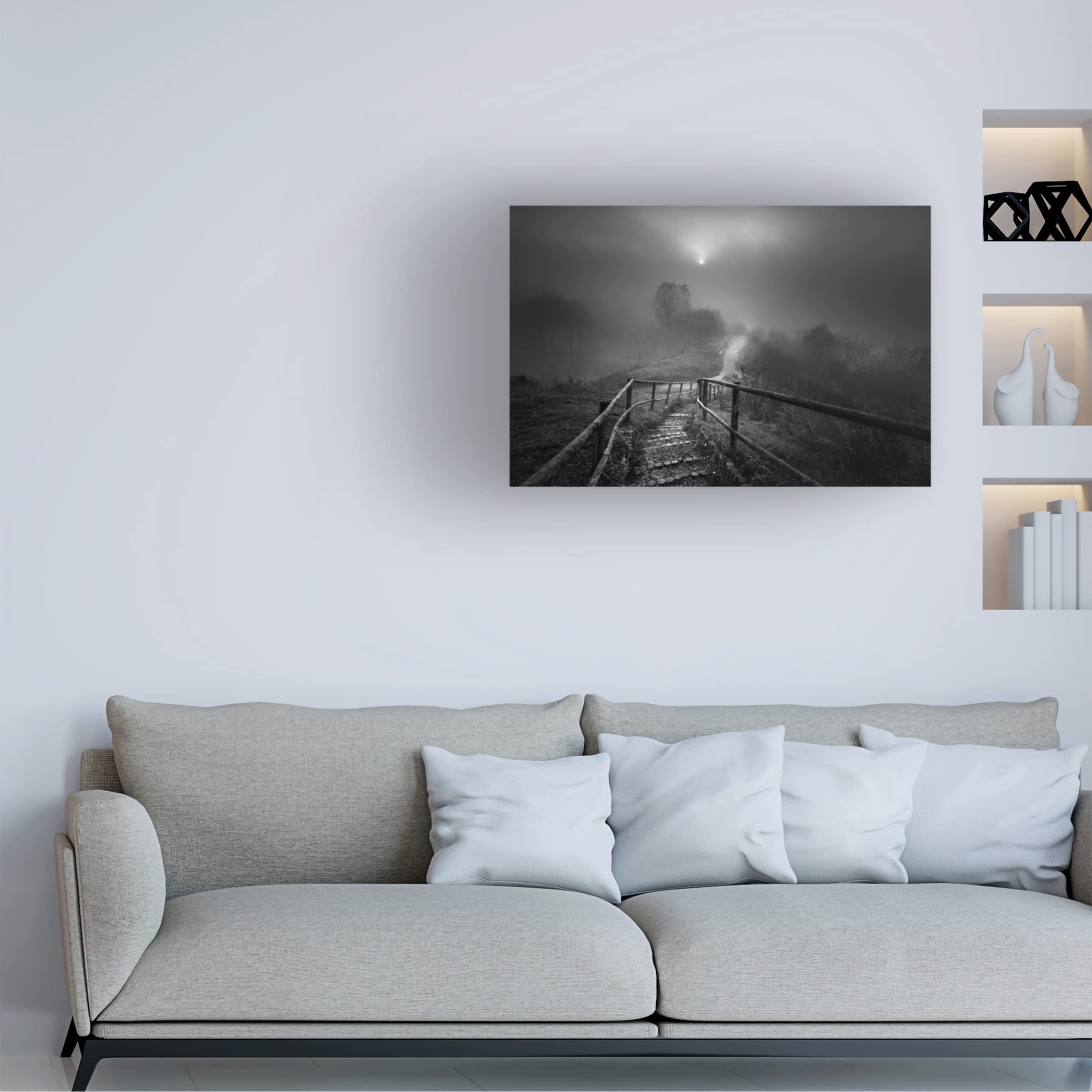 Trademark Fine Art 'Down The Stairs' Canvas Wall Art Print by Marcin Orszulak - Modern Home Decor for Living Room, Bedroom & Office