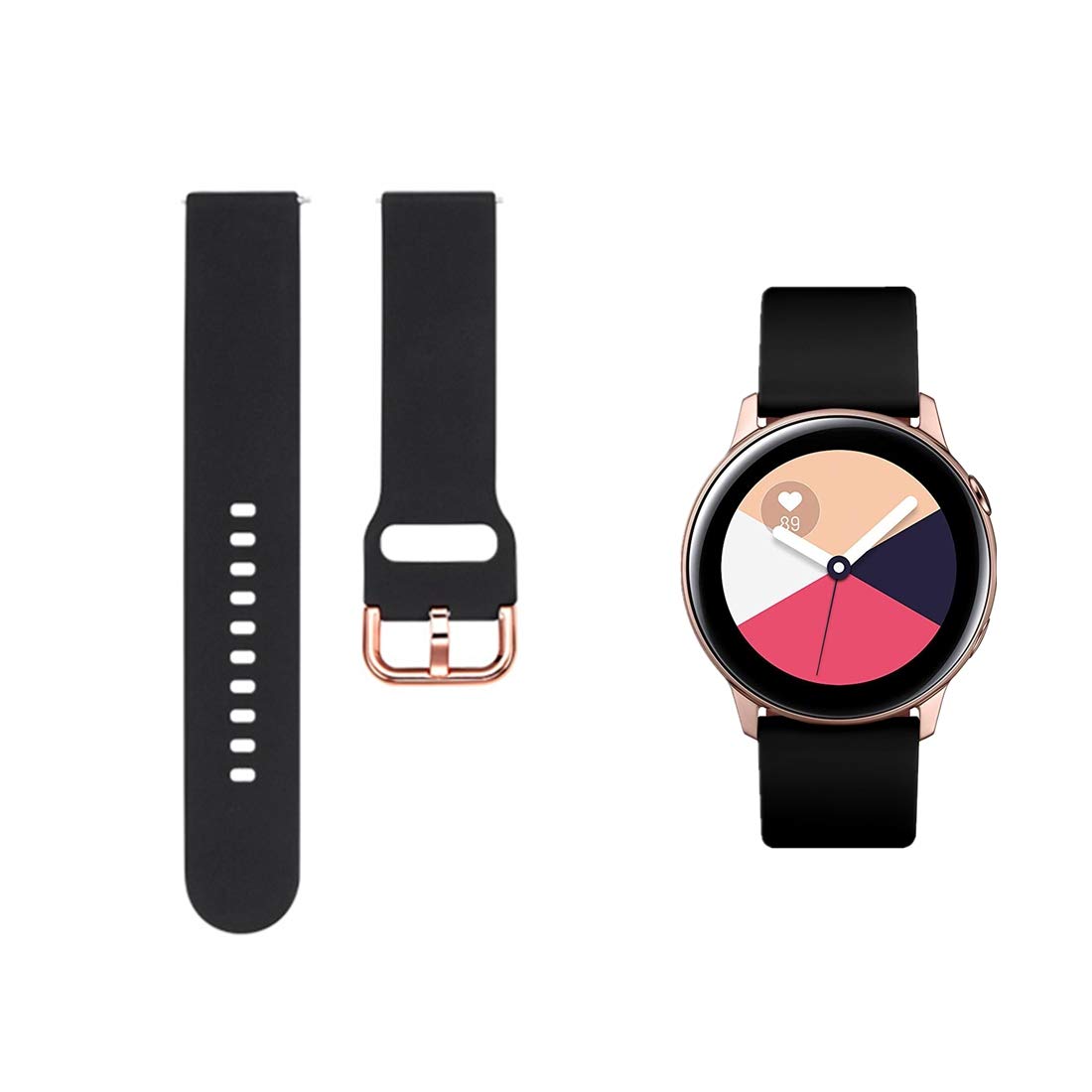 Premium Galaxy Watch Bands for Samsung Galaxy Watch 42mm/Active 40mm/Active2 40mm-44mm - Colorful Galaxy Design with Rose Gold Buckle - Stylish & Comfortable Wristband for Women (Black, Small) - Perfect for Workouts, Office Wear & Everyday Fashion