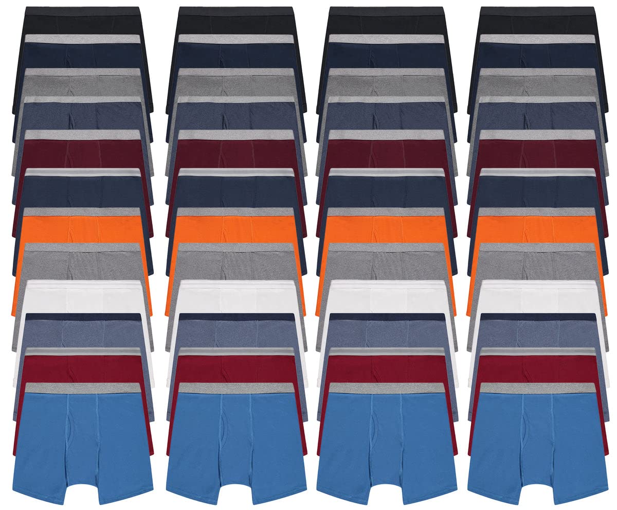 BILLIONHATS 48 Pack Men's Cotton Boxer Briefs - Soft Breathable Underwear Bulk Pack for Men, Assorted Colors - Perfect for Donations to Homeless Shelters, Gifts & Everyday Comfort
