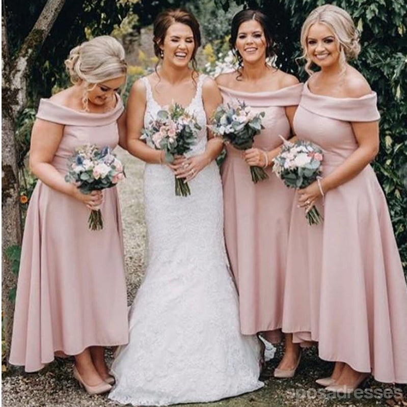 Elegant Pink A-Line Off Shoulder Short Bridesmaid Dress WG1223 - Affordable Wedding Party Gowns for Bridesmaids, Bachelorette Parties & Formal Events