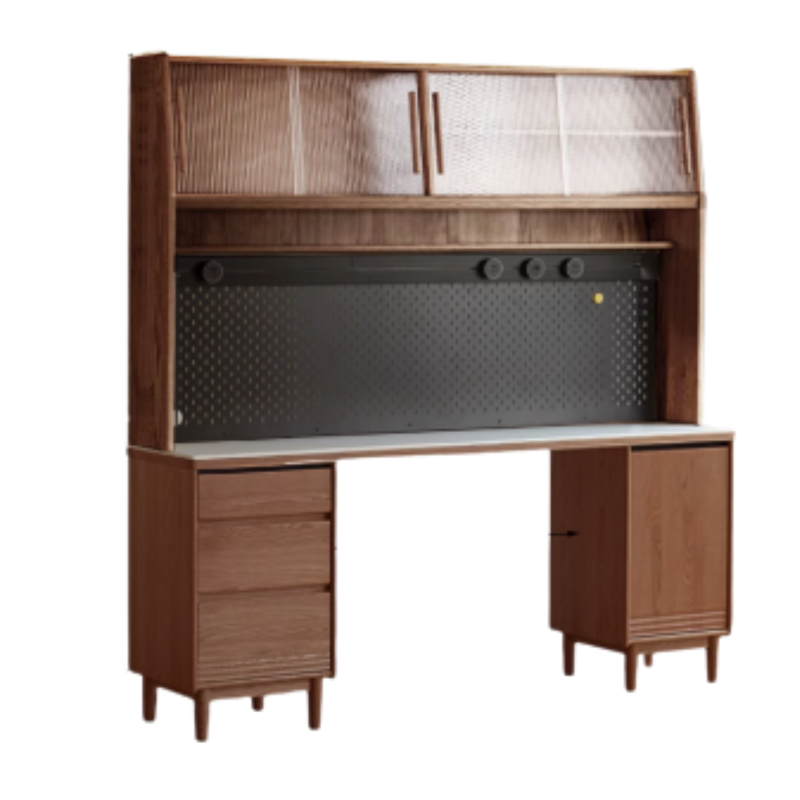 Premium Black Walnut & Oak Solid Wood Storage Cabinet - Luxury Style Rock Plate Design for Living Room, Bedroom & Office Organization