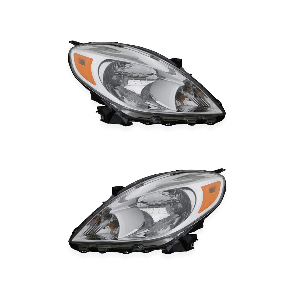 12-14 Nissan Versa Sedan Headlights Pair Set - Left Driver & Right Passenger Side Replacement Lamps - Perfect for Night Driving & Enhanced Visibility