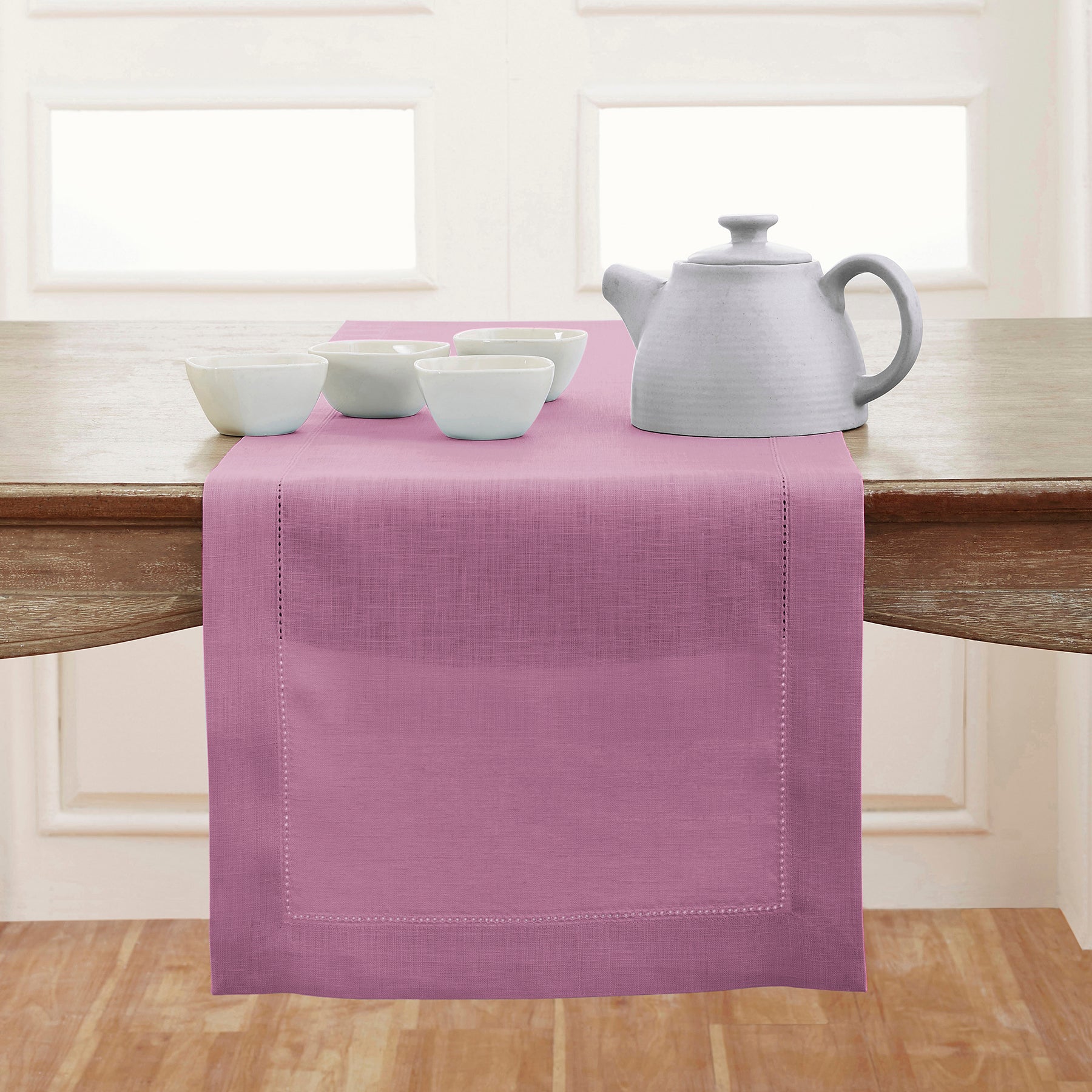 Elegant Classic Hemstitch Table Runner - 12x72 Inch White Linen Table Decor for Dining Room, Wedding & Holiday Parties - Perfect for Farmhouse, Rustic & Boho Home Decor