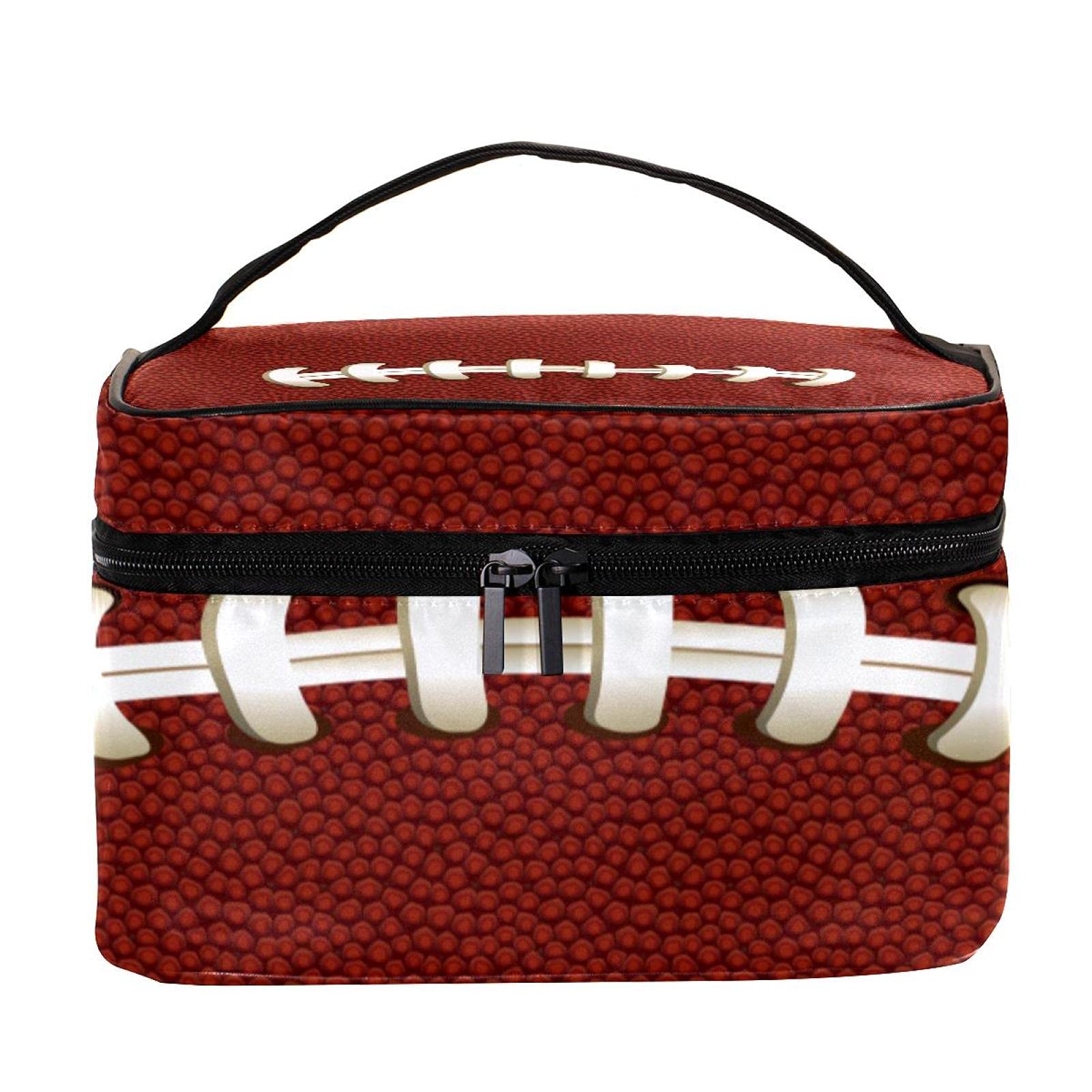 Premium Rugby Ball Texture Travel Makeup Bag - Large Cosmetic Organizer with Zipper for Women & Girls | Perfect for Gym, Travel & Daily Essentials Storage