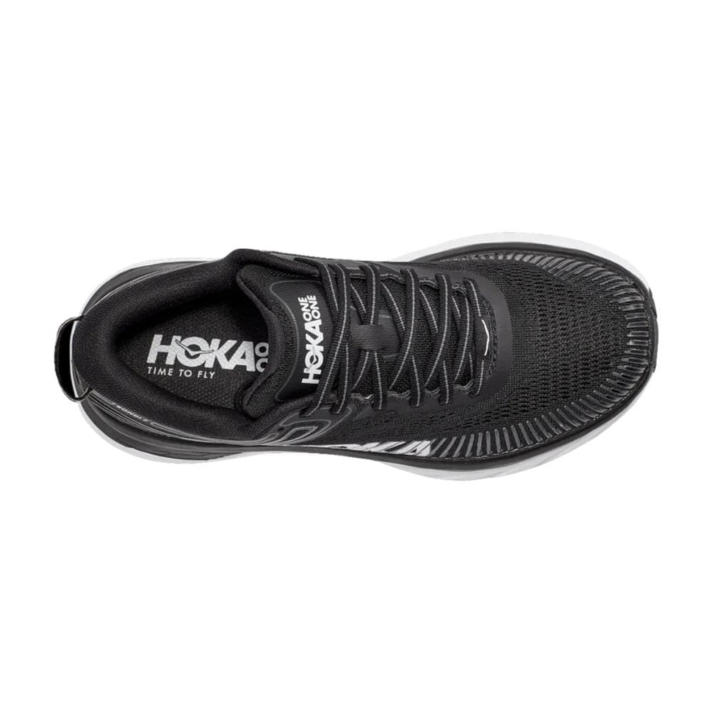 HOKA ONE ONE BONDI 7 Running Shoes for Men & Women - Black/White - Cushioned Comfort for Long Distance Running & Walking