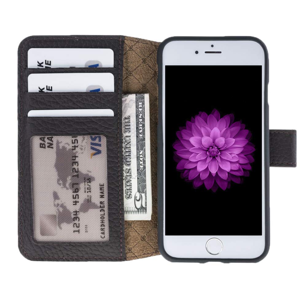 BOULETTA Premium Leather ID Window Wallet Case for iPhone SE 2020/2022, iPhone 7/8 - Handcrafted Multifunctional Phone Cover with Card Slots (Dark Brown) | Perfect for Everyday Use, Travel & Business