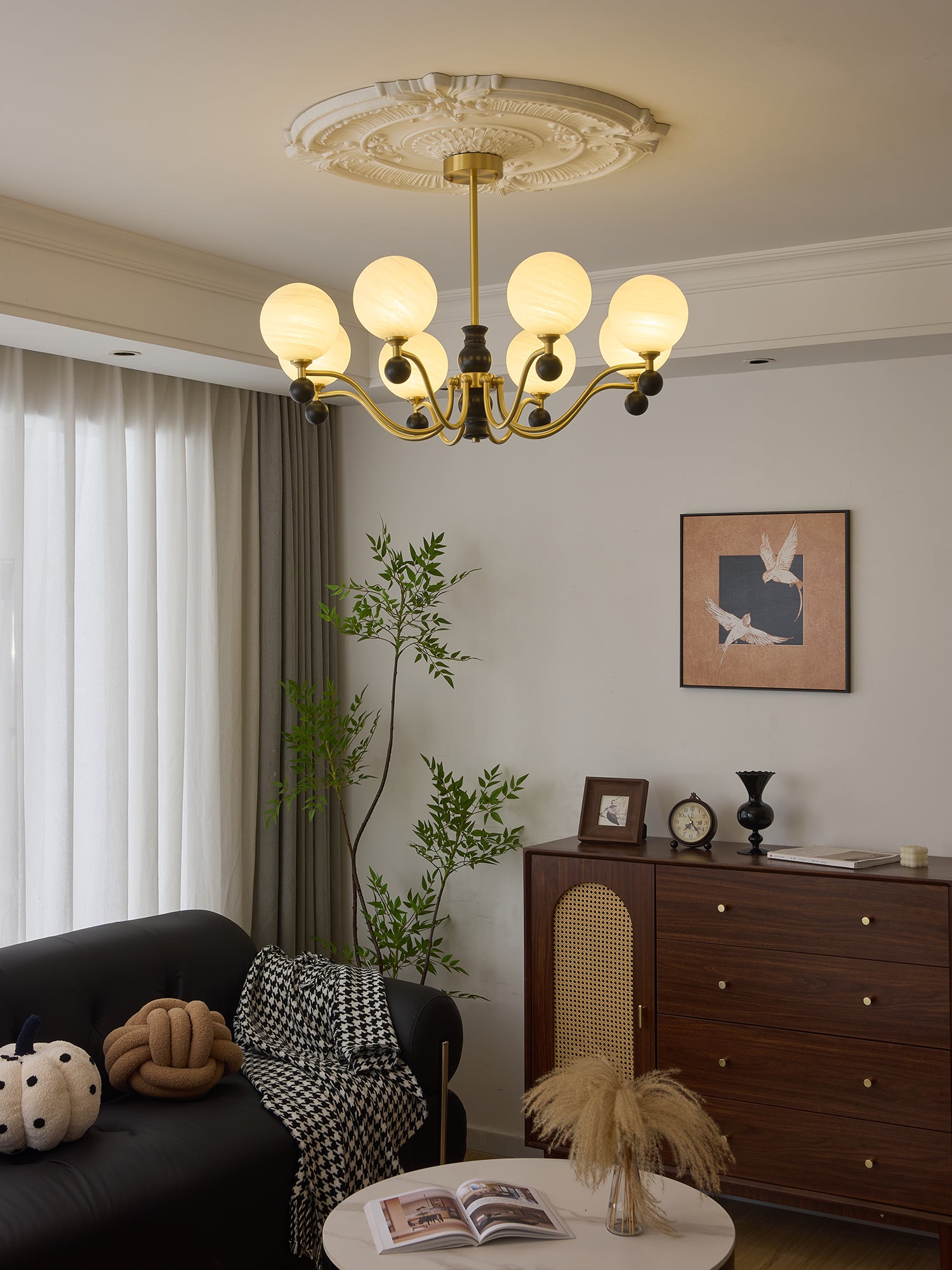 Aether Sphere Chandelier - Modern Crystal Ceiling Light Fixture for Dining Room, Living Room & Bedroom | Elegant Lighting Decor for Home & Office