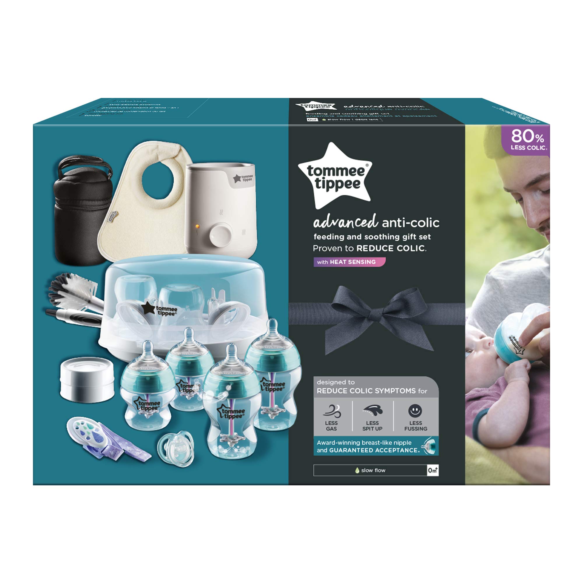 Tommee Tippee Advanced Anti-Colic Baby Bottle Set - Complete Feeding Kit with Slow Flow Nipples & Travel Case - Perfect Newborn Gift for Breastfed Babies | Ideal for Home, Daycare & On-the-Go Use