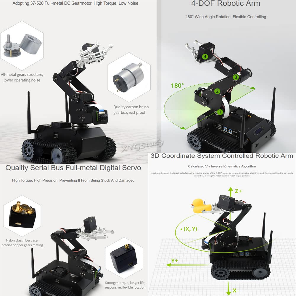JETANK AI Kit Add-ons for Jetson Nano - Smart AI Tracked Robot with IMX219 Camera, Dual-Band WiFi, Bluetooth | Motion & Color Detection | DIY Robotics Project for STEM Education & Smart Home Automation
