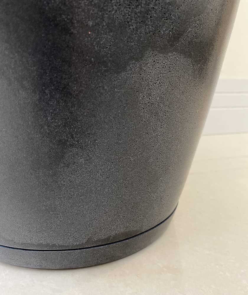 Black Marble Resin Planter with Drainage Hole & Saucer - Large 18.11x17.72in (13.17 gal) Indoor/Outdoor Flower Pot for Home, Garden, Patio & Office Decor | Amsterdan Floridis Design