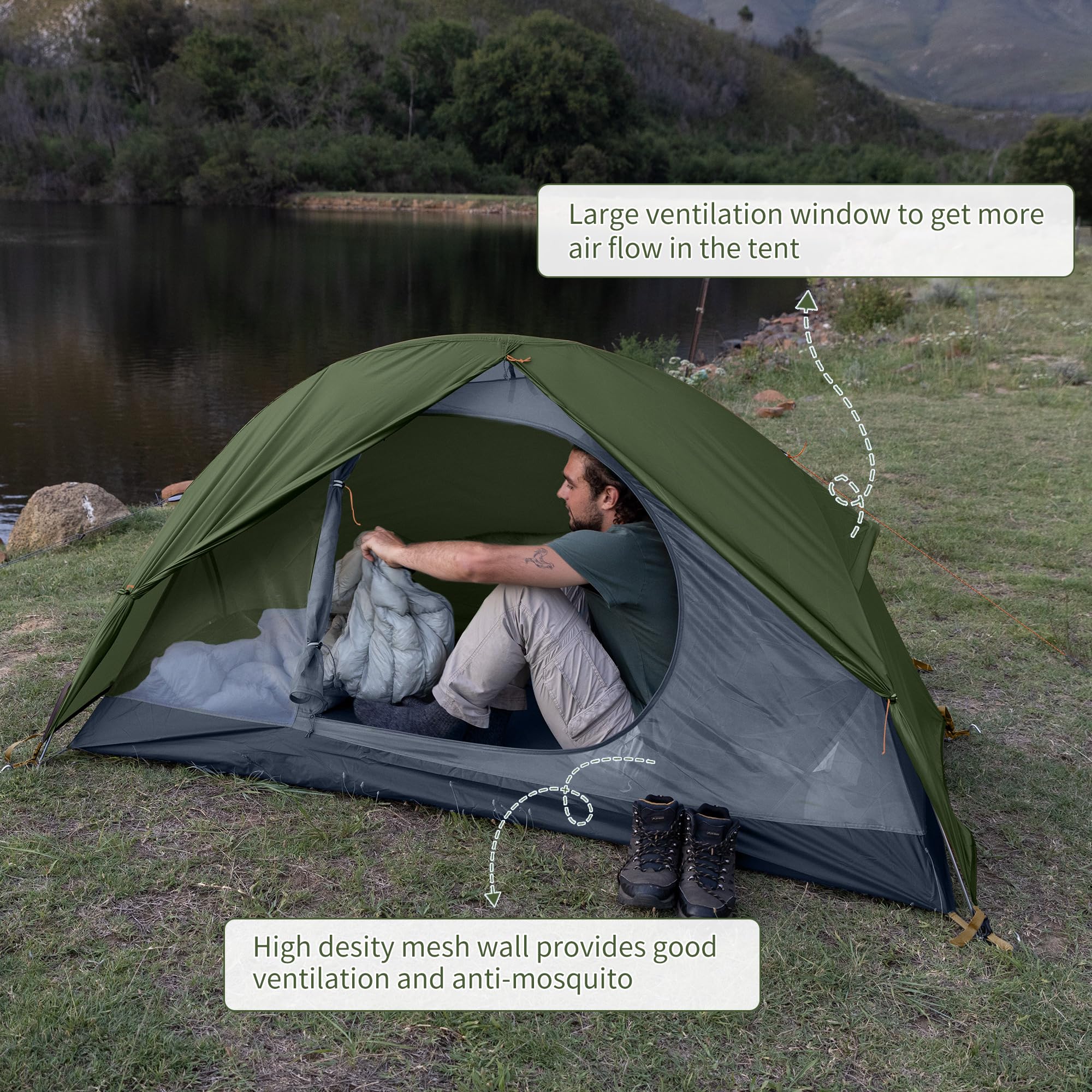 Naturehike 1-Person Backpacking Tent - Lightweight, Waterproof & Free Standing for Bikepacking & Hiking - Includes Footprint for Outdoor Adventures & Camping Trips