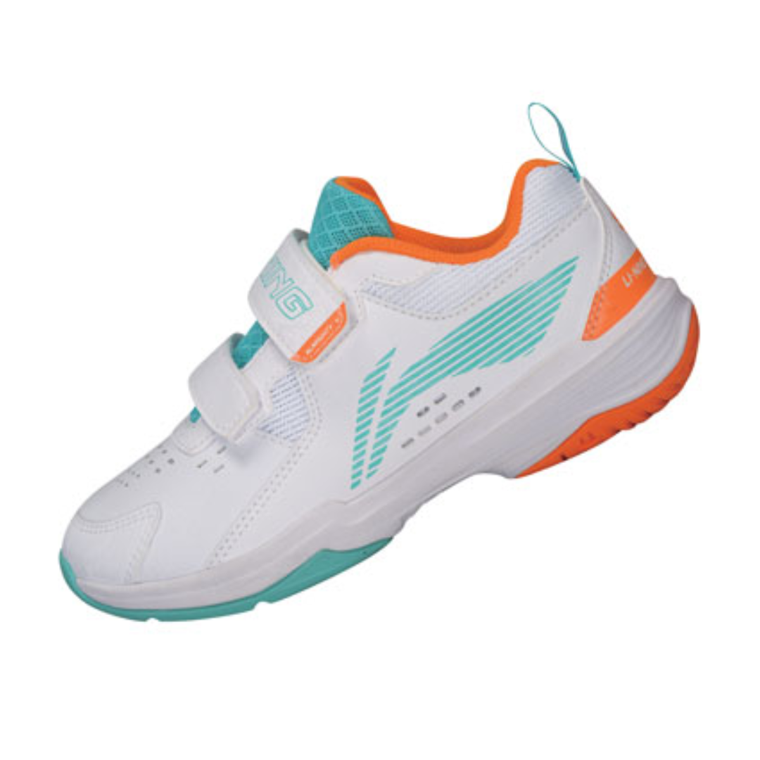 Li Ning Kids' Badminton Shoes - Lightweight & Breathable for Boys & Girls - White AYTT010 - Perfect for Indoor Sports & Training