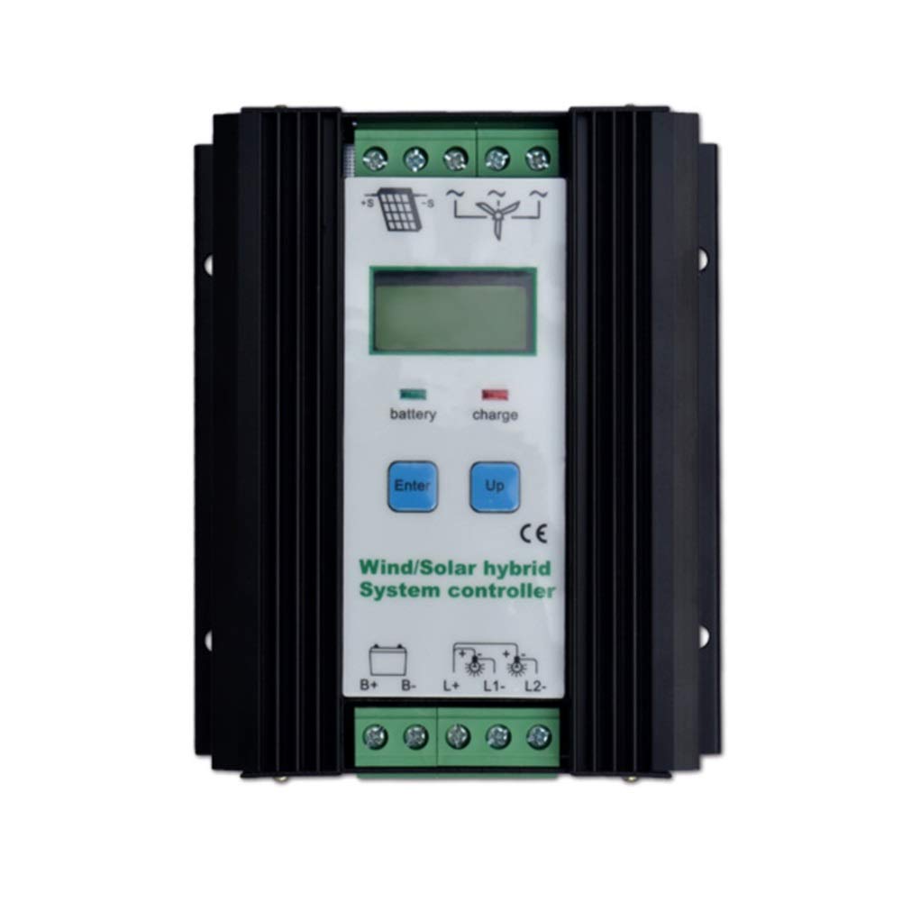 1200W Solar Charge Controller & 800W Wind Turbine Hybrid Regulator - 12V/24V Auto Battery Controller with LCD Display for Solar/Wind Power Systems - Perfect for Off-Grid Homes, RVs, Boats & Outdoor Power Protection
