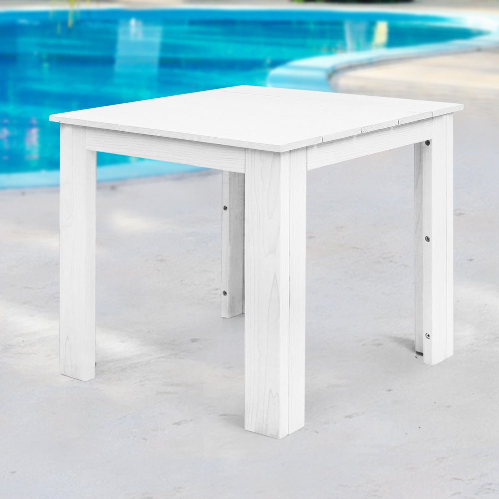 White Wooden Coffee Side Table - Outdoor Camping & Garden Furniture for Patio, Deck, and Backyard Relaxation