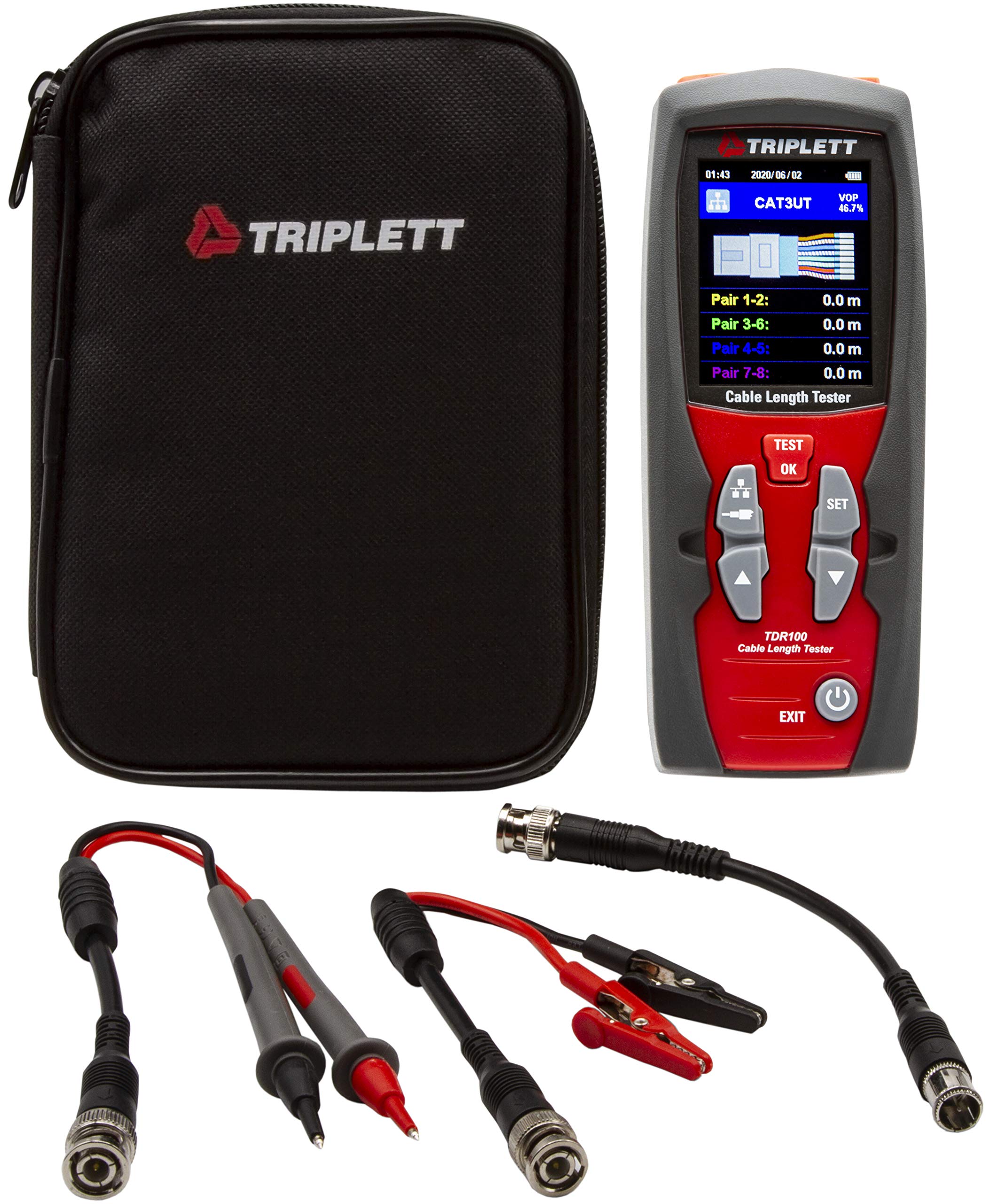 Triplett TDR100 Digital Cable Length Tester & Time Domain Reflectometer - Professional Network Cable Analyzer for Ethernet, Coaxial & Telephone Lines (Perfect for IT Technicians & Network Installations)