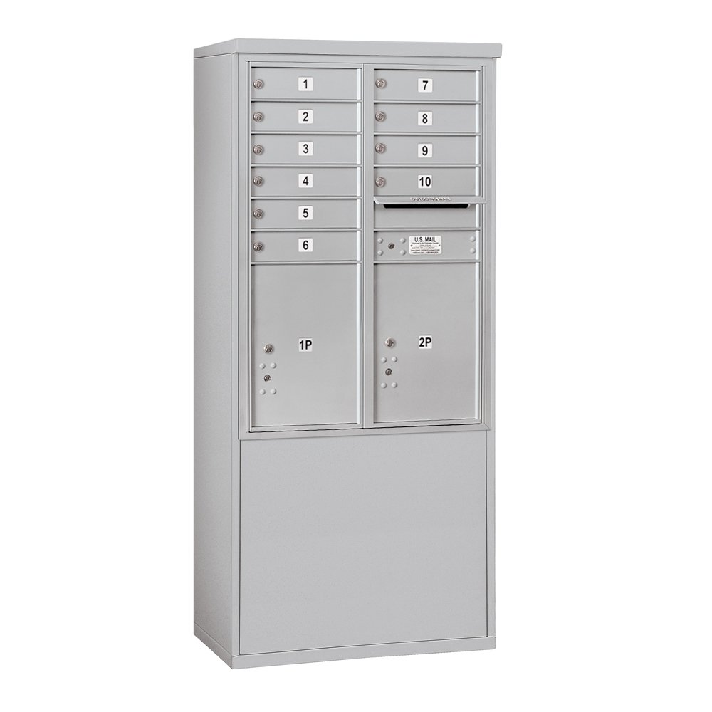 Salsbury Industries 3911D-10AFP Aluminum Free Standing Horizontal 4C Mailbox - Durable Outdoor Mailbox for Home, Office & Business Use