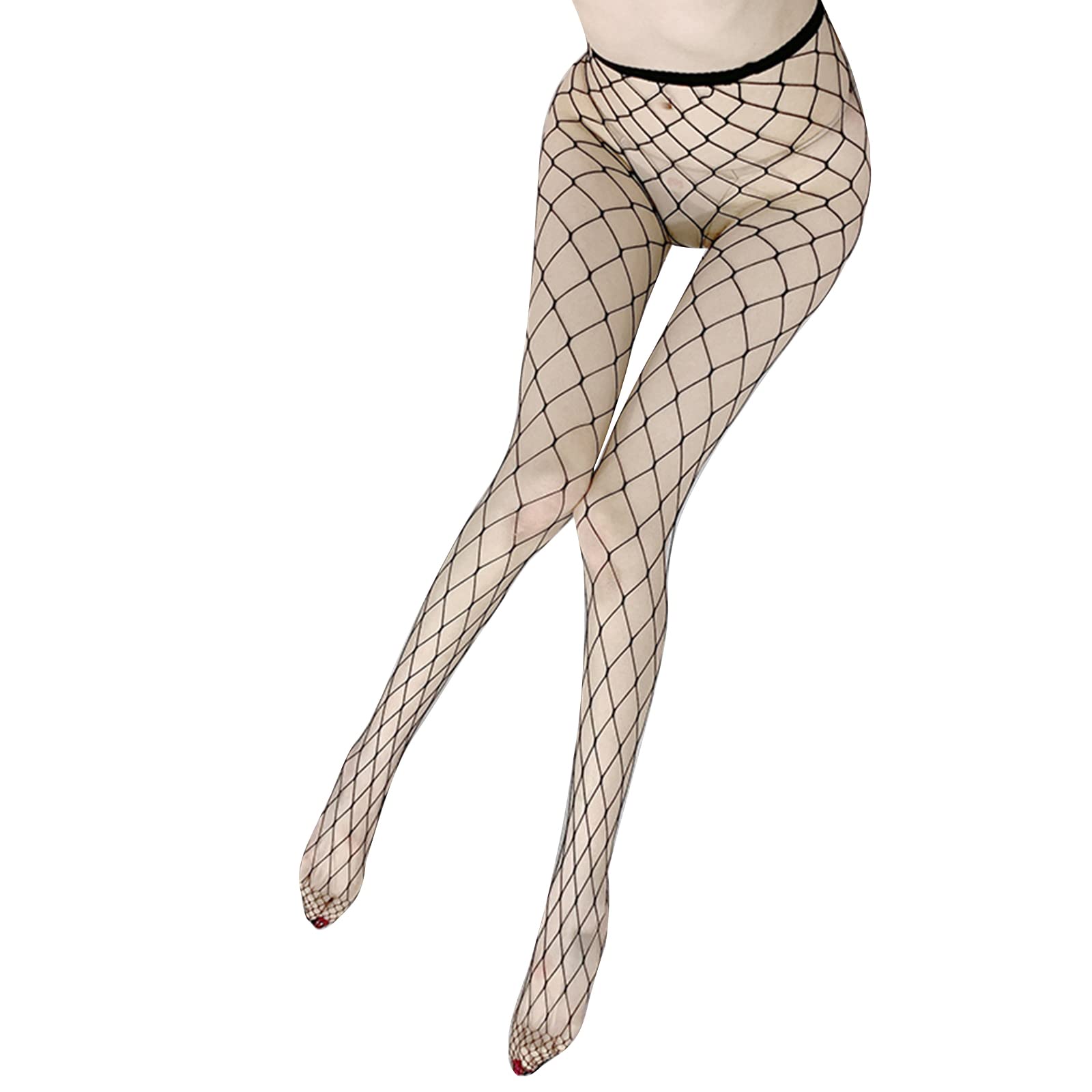 Women's Fishnet Stockings - Hollow-Out Exotic Anti-Hook Silk High Waist Leggings - Black Mesh Tights Pantyhose (Large Mesh, Black) for Nightclub, Cosplay & Fashion Outfits