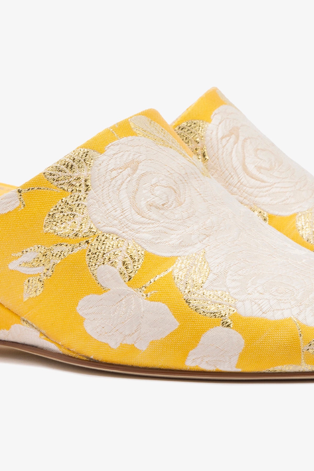 Larroudé x Markarian Venice Wedge Sandals - Yellow Floral Brocade Heels for Women | Summer Wedges for Beach, Wedding & Outdoor Events