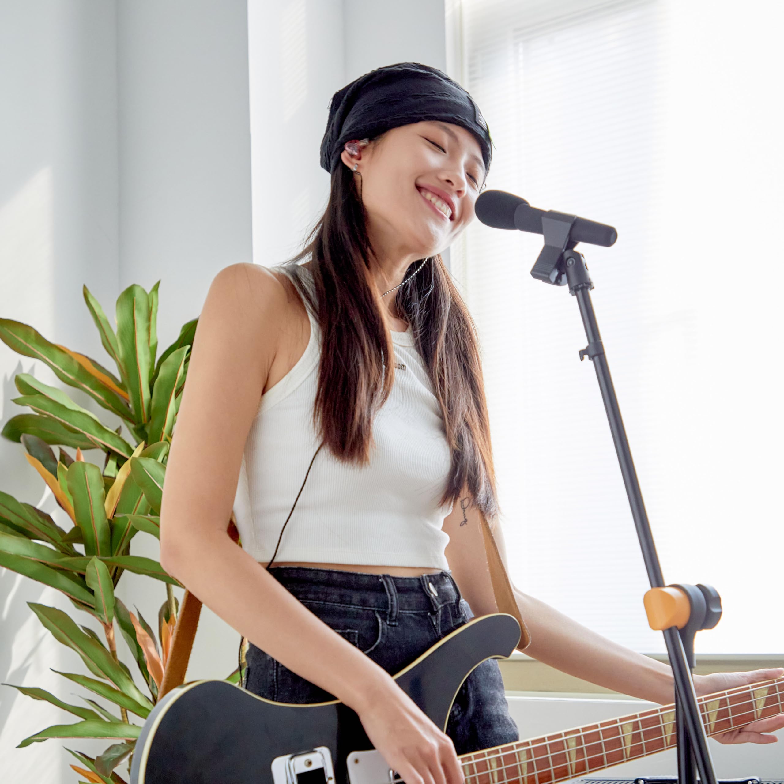 Rechargeable Wireless Lollipop Microphone - 30-Hour Battery Life UHF Band Transmitter & Receiver for Portable Headsets & Lavalier Mics (Black, BF1-MIC) - Perfect for Podcasting, Live Streaming, and Professional Audio Recording