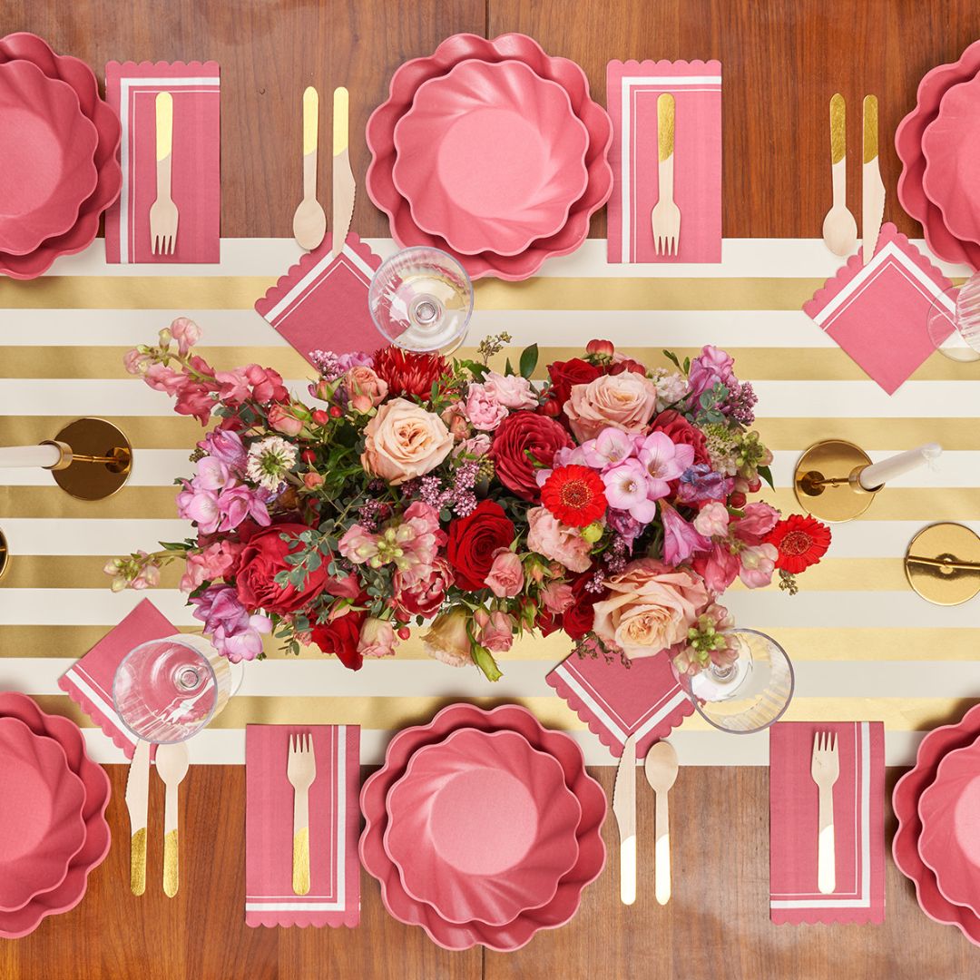 Premium Cocktail Napkins with Scalloped Edge - 20-Pack, Berry Design - Perfect for Parties, Weddings, and Home Entertaining