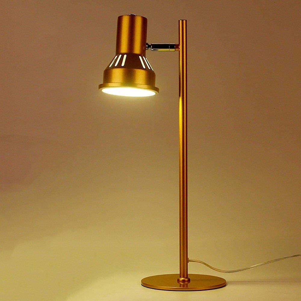 Modern Industrial Gold Iron Desk Lamp - Adjustable Study & Work Light for Home Office, Reading, and Workspace Decor