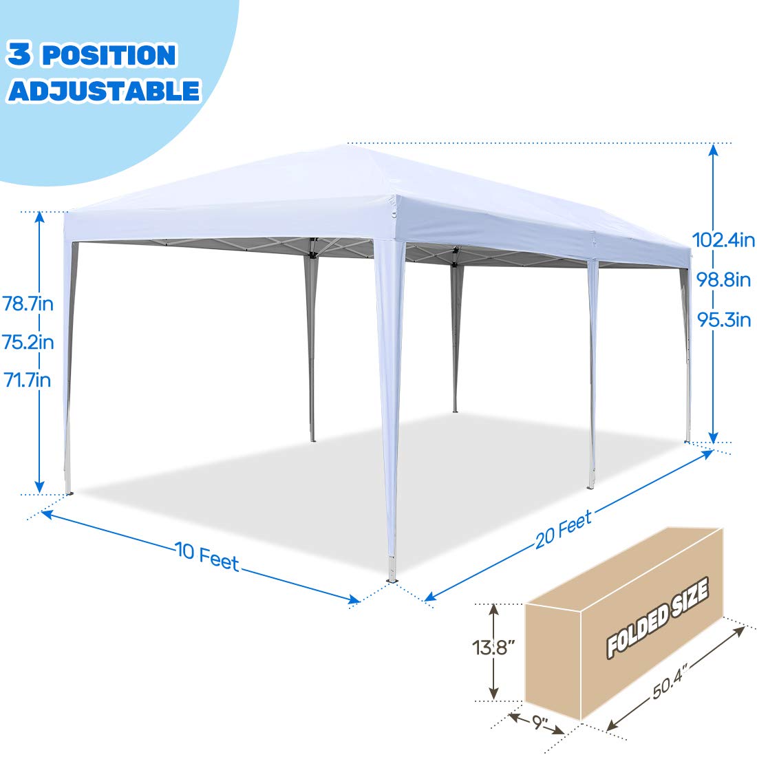 Quictent 10x20 ft Pop Up Canopy Tent - Waterproof Instant Shelter with 6 Sand Bags for Outdoor Events, Parties, Picnics & Camping | Heavy Duty Gazebo for Backyard, Beach & Tailgating