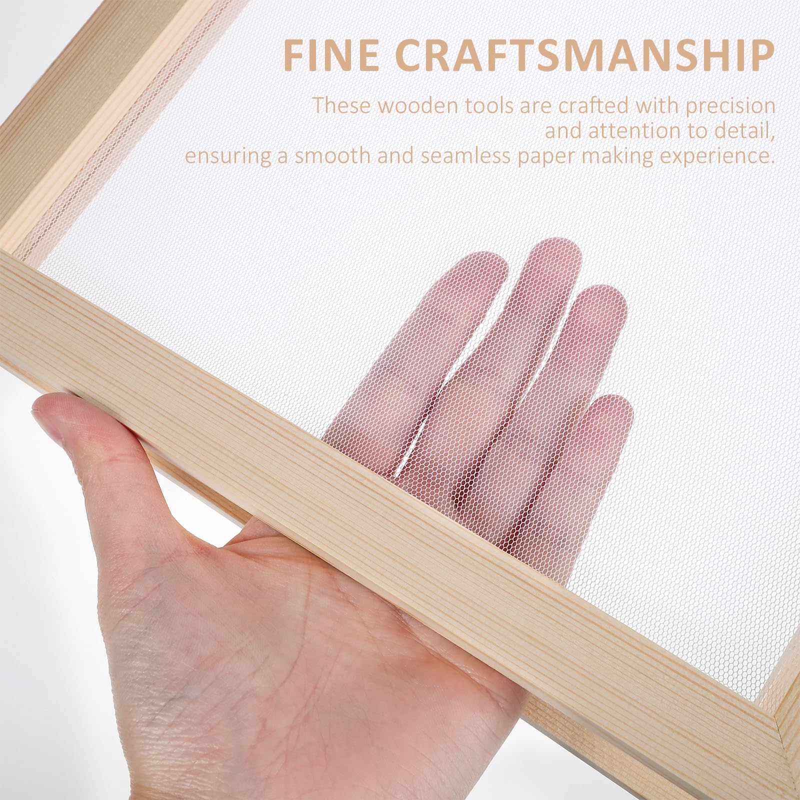VILLCASE Wooden Paper Making Screen - 3 Size Paper Making Mold Frame with Mesh & Cloth - DIY Paper Craft Supplies for Handmade Cards, Scrapbooking & Art Projects - Perfect for Home, School & Craft Workshops