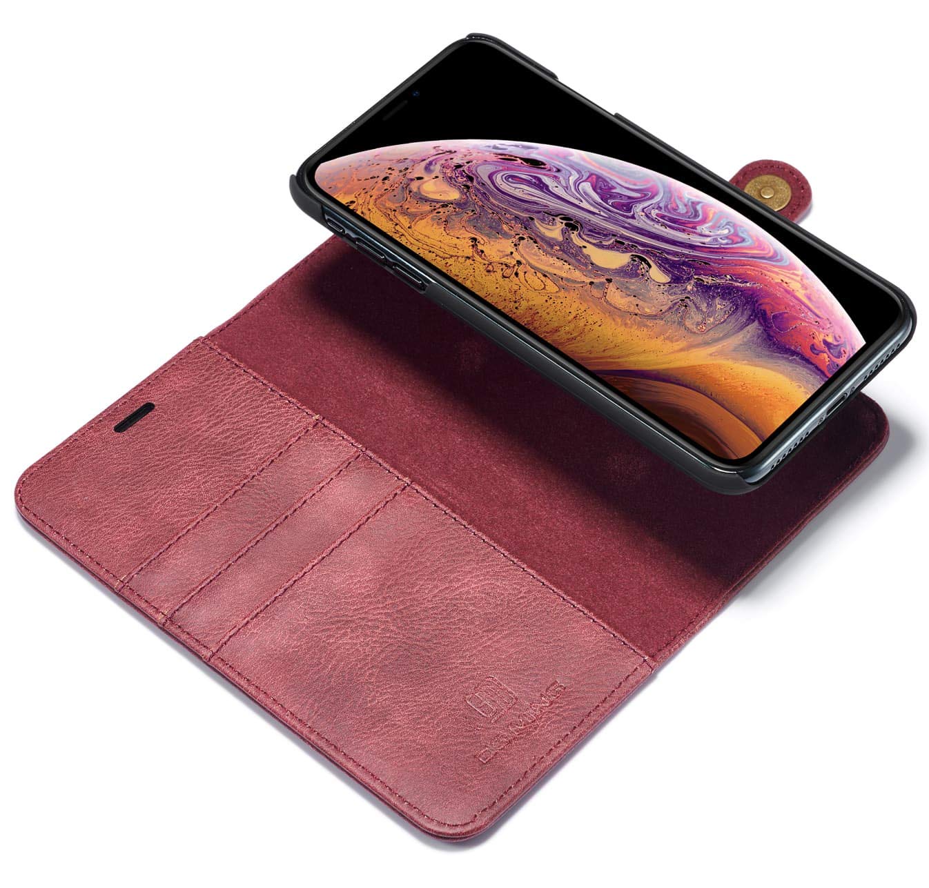 Premium Magnetic Detachable Leather Wallet Case for iPhone XR - Slim Folio Cover with Card Slots & Cash Pocket (Red) | Perfect for Everyday Use, Business Travel & Hands-Free Convenience