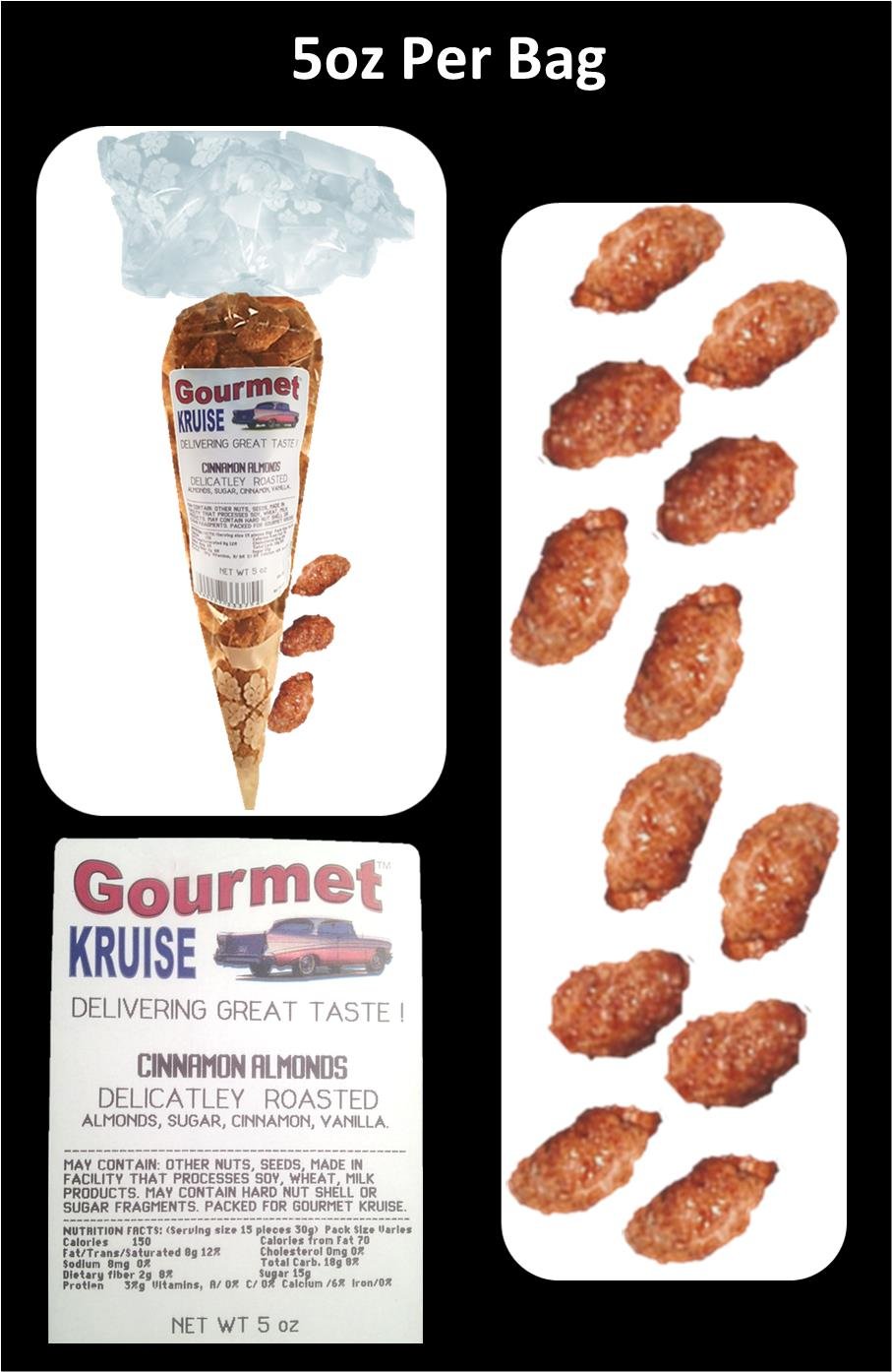 50th Birthday Gift - Gourmet Almonds Cinnamon Roasted (15oz x 3 Pack) | Kruise Signature Snacks for Celebrations, Office Treats & Holiday Parties