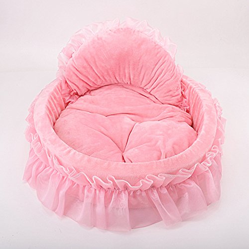 Wyhweilong Lovely Princess Pet Bed - Soft & Cozy Cat Dog Bed for Small to Medium Pets (M: 20x22in, Pink) - Perfect for Bedroom, Living Room & Pet Travel