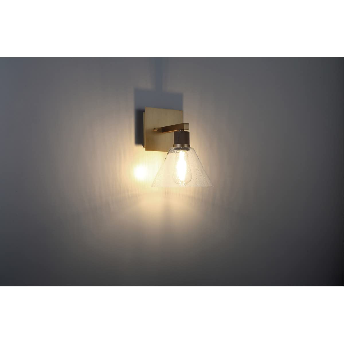 Access Lighting Port Nine Martini LED Wall Sconce - Antique Brushed Brass with Seeded Glass - Dimmable & Replaceable LED - Perfect for Dining Room, Bedroom, or Hallway Lighting