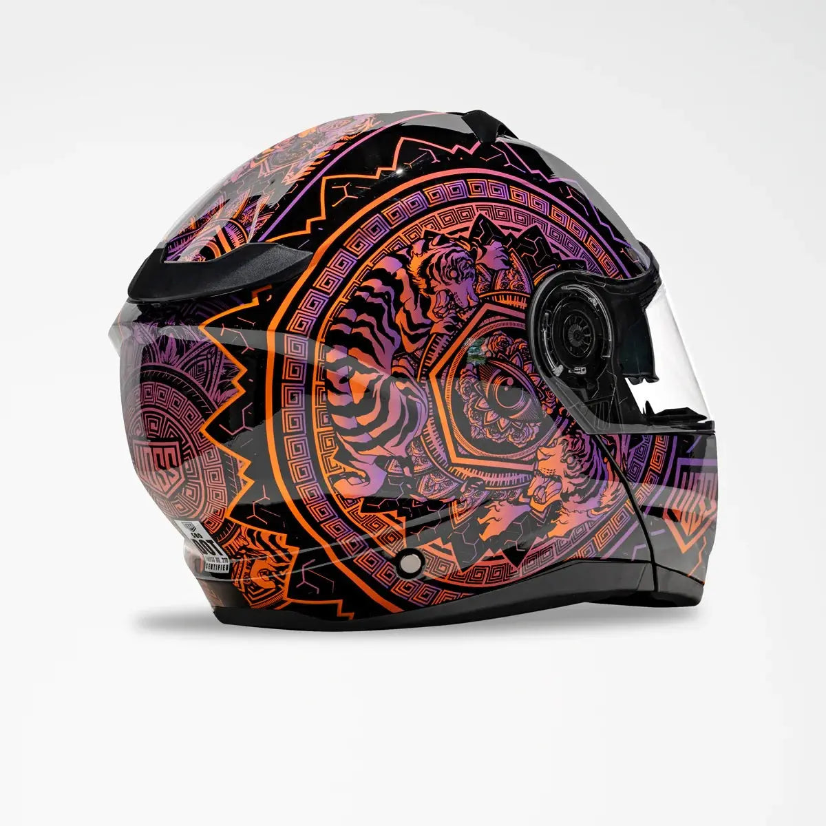 Voss 580 Conquest Gloss Neon Mandala Full Face Motorcycle Helmet - DOT Approved for Men & Women - High Visibility Design for Safe Riding - Perfect for Street Bikes, Cruisers & Commuting