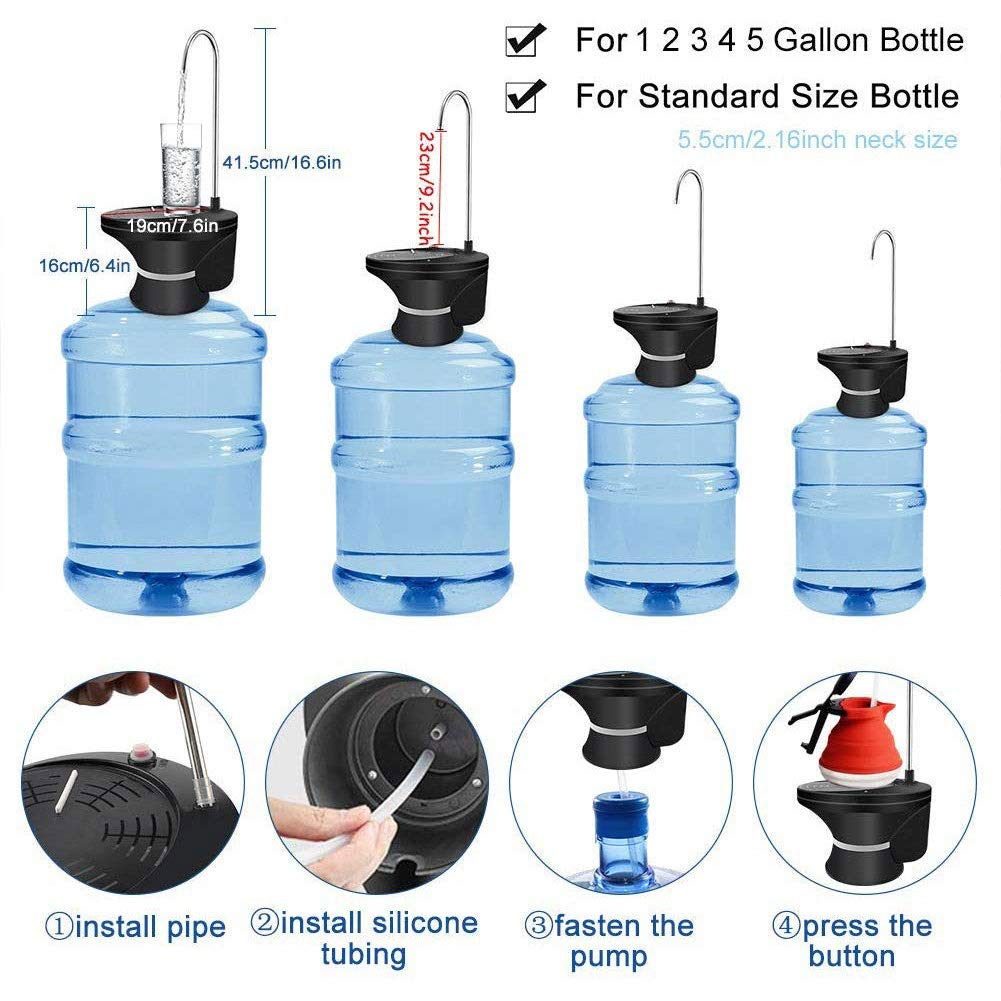 Automatic Water Pump Dispenser for 5 Gallon Bottles - Portable Drinking Water Dispenser with Electric Pump - Ideal for Home, Office, and Outdoor Use