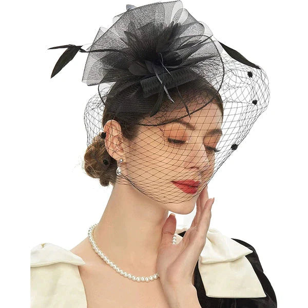 Elegant Cocktail Hats with Mesh & Veil - Stylish Women's Party Headwear for Weddings, Tea Parties & Special Occasions