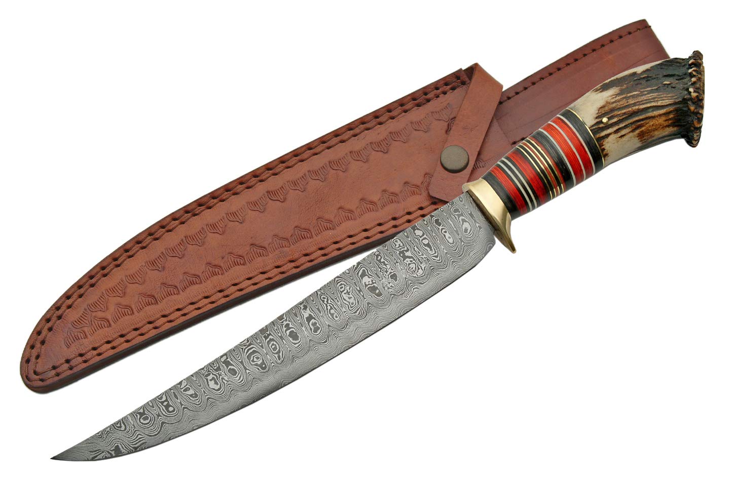 Premium Damascus Steel Long Hunter Knife - Handcrafted Hunting Knife with Razor Sharp Blade - Perfect for Outdoor Adventures, Camping & Survival Gear