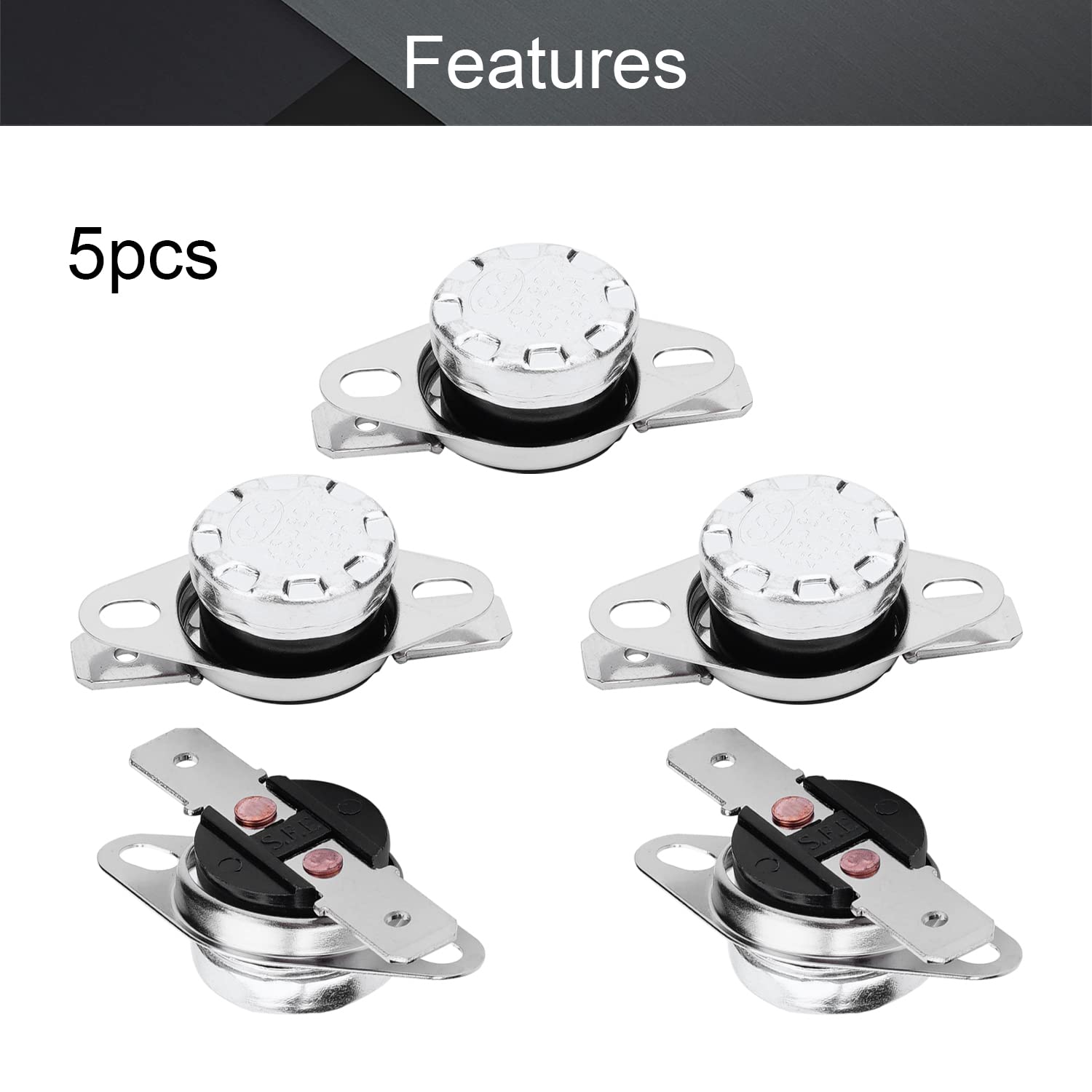 Fielect 5Pcs KSD301 Thermostat 105°C/221°F NC Adjustable Snap Disc Limit Control Switch - Microwave Oven, Coffee Maker & Appliance Temperature Control