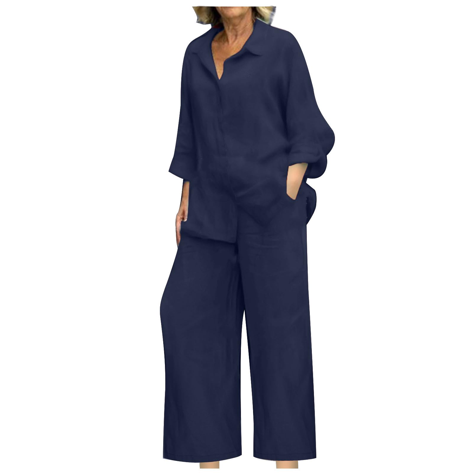 Oelaio Women's Wide Leg Pant Suit Set - 2 Piece Lounge & Travel Outfit for Women | 100% Comfort | Perfect for Casual Wear, Work from Home, and Travel