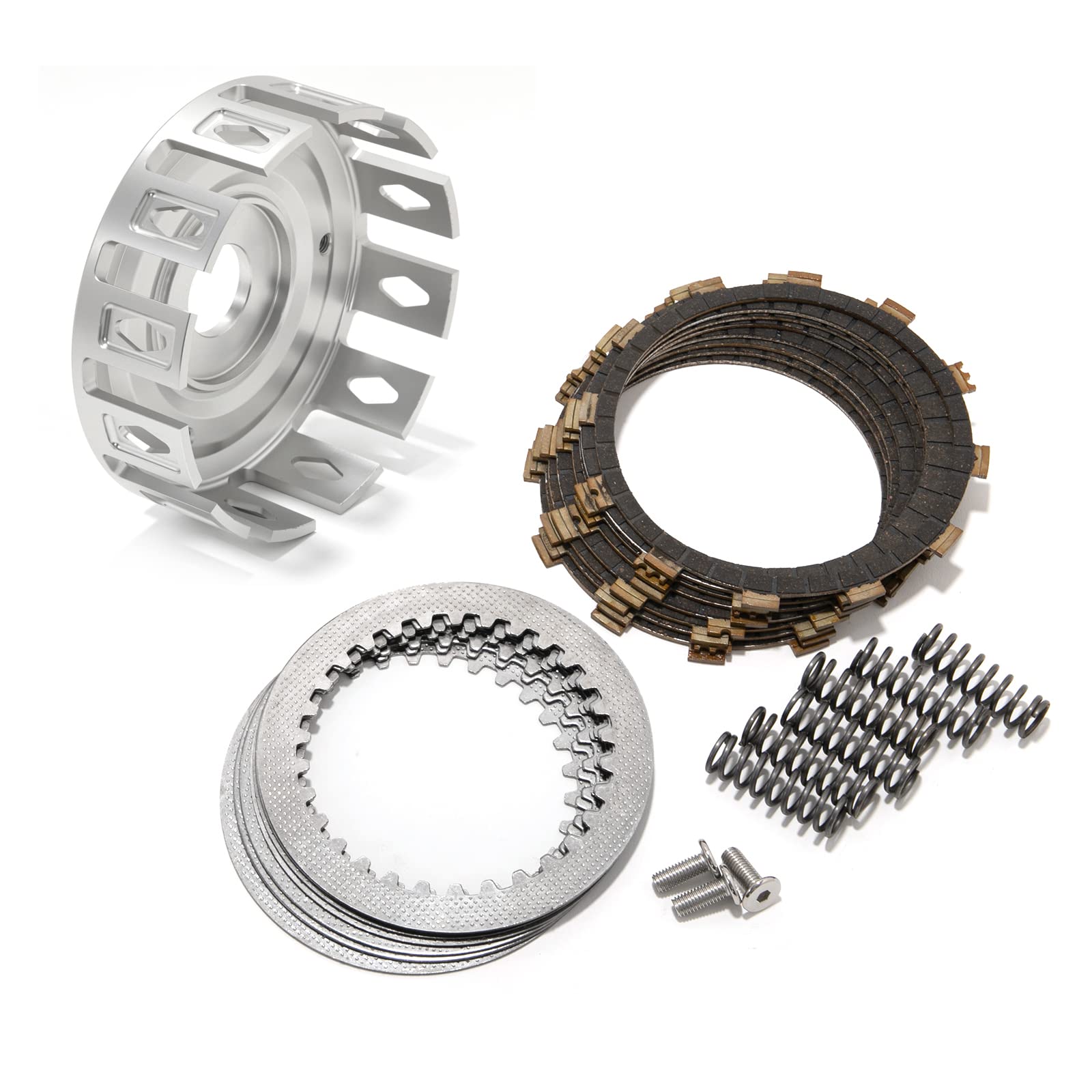 Yamaha Raptor 700 Clutch Basket Kit 2006-2021 Replacement with Friction Plates, Steel Plates & Springs - Silver | Perfect for Off-Road Racing & ATV Maintenance