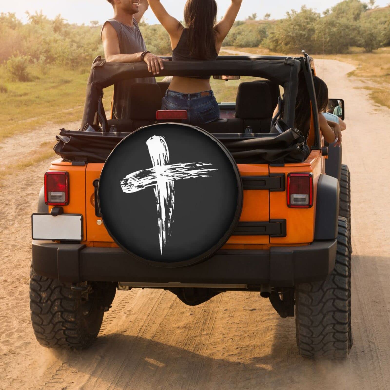 Jesus Cross God Spare Tire Cover - 14 Inch Dust-Proof Wheel Protector for Trailers, RVs, SUVs & More | Perfect for Road Trips & Outdoor Adventures