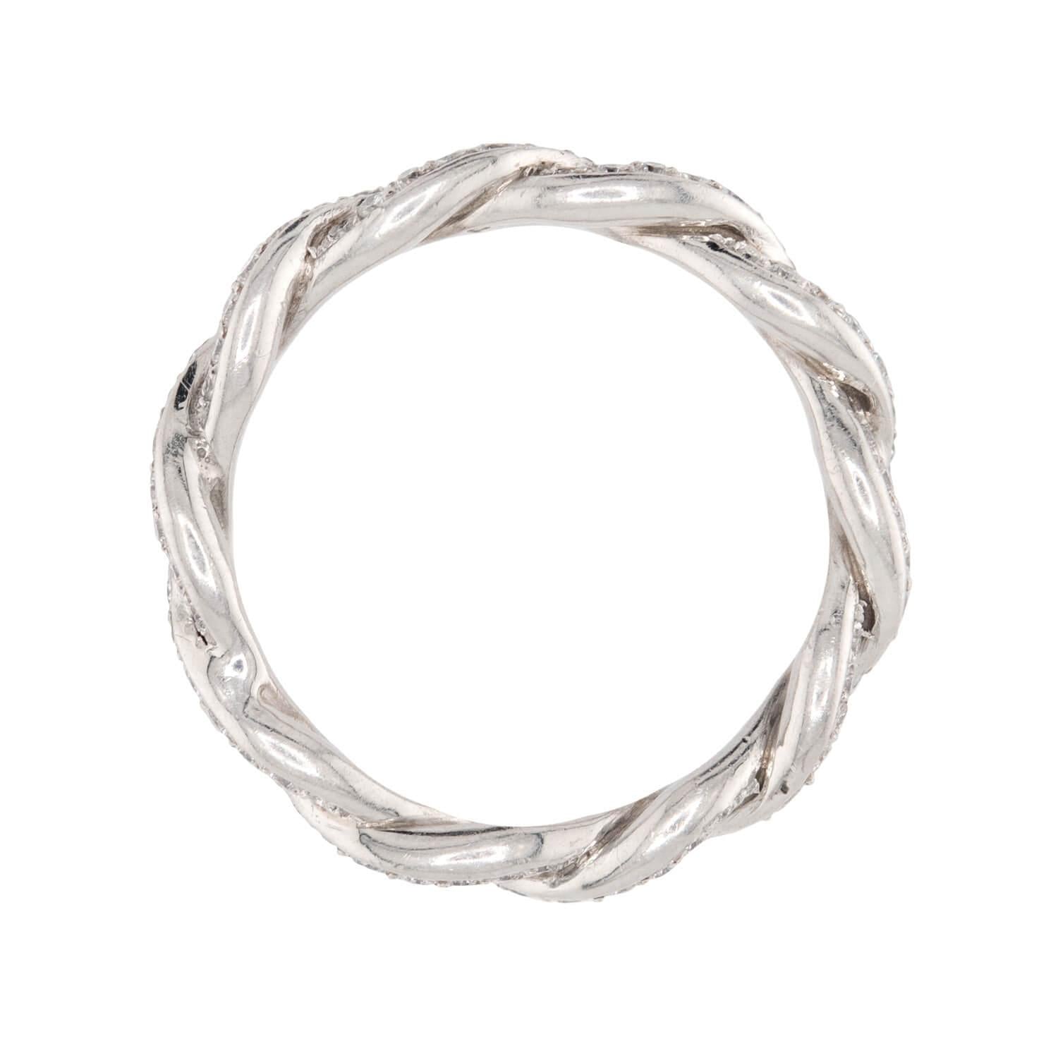Platinum Diamond Braided Wedding Band for Women - Elegant Estate Jewelry for Engagement, Anniversary & Special Occasions