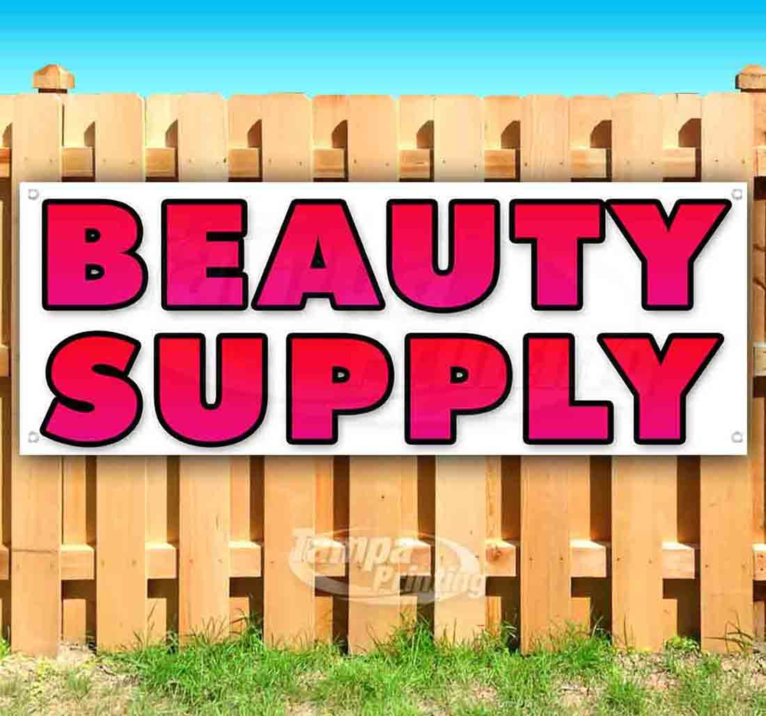 13 oz Heavy-Duty Vinyl Beauty Supply Banner - Non-Fabric with Metal Grommets - Perfect for Salon Advertising, Store Promotions & Trade Shows