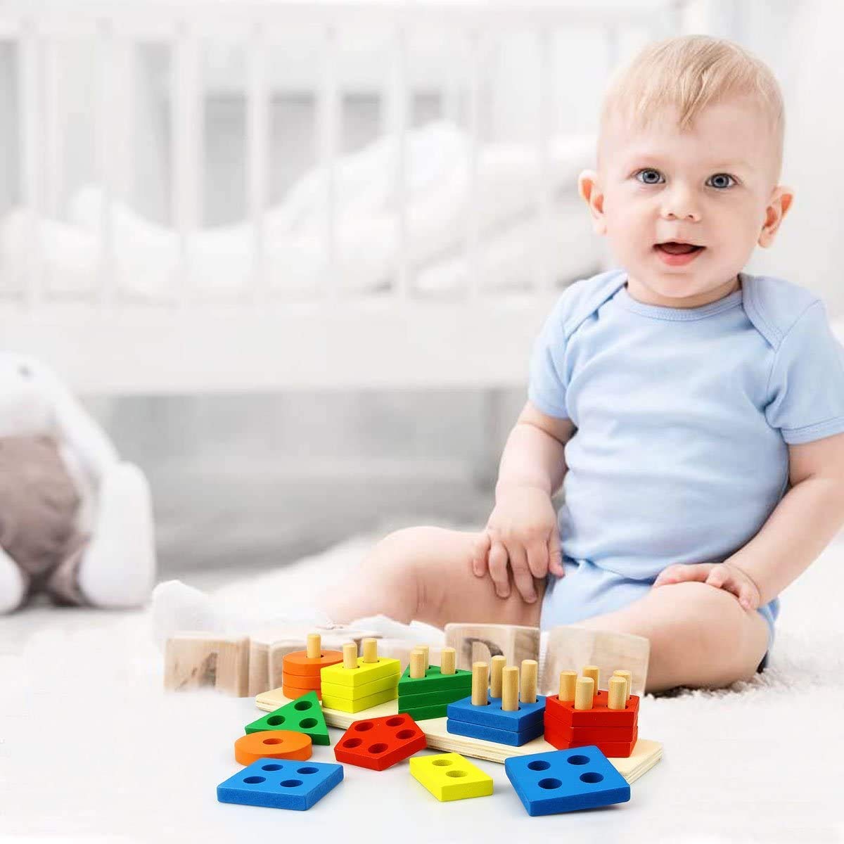 eS³kube Wooden Educational Toys for Kids Ages 2+ - 20-Piece Geometric Shape Matching Puzzle with 5 Columns, Montessori Learning Blocks for Toddlers | Perfect for Preschool STEM Activities & Early Childhood Development