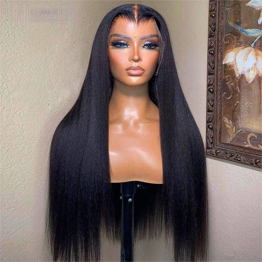 WOWANGEL Coarse Yaki Straight 13x6 HD Lace Front Wig - Natural Hairline & Skin-like Scalp | Perfect for Daily Wear, Cosplay & Special Occasions