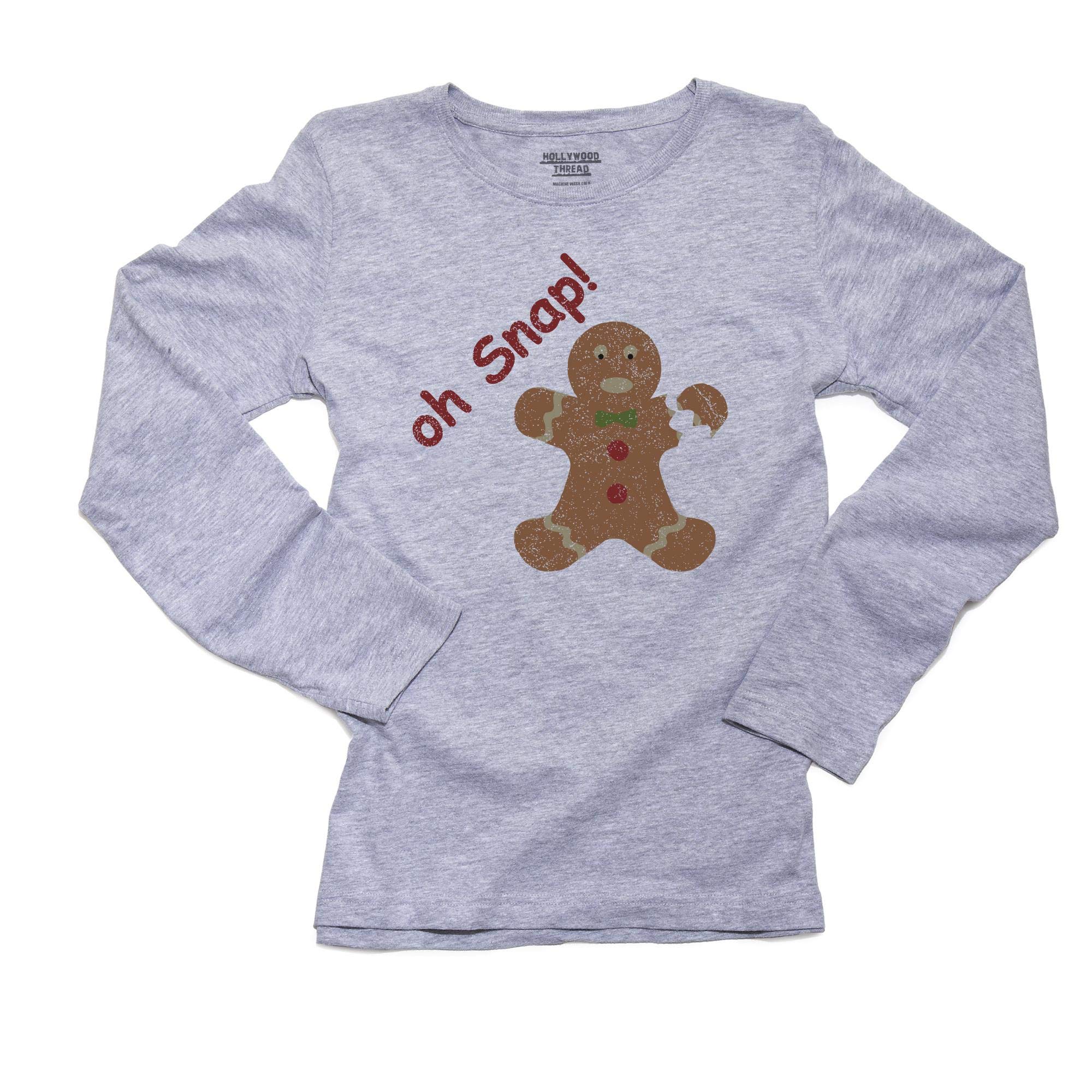 Funny Broken Arm Gingerbread Man Women's Long Sleeve T-Shirt - Oh Snap! Design - Casual Wear, Christmas Party, Holiday Gift Idea