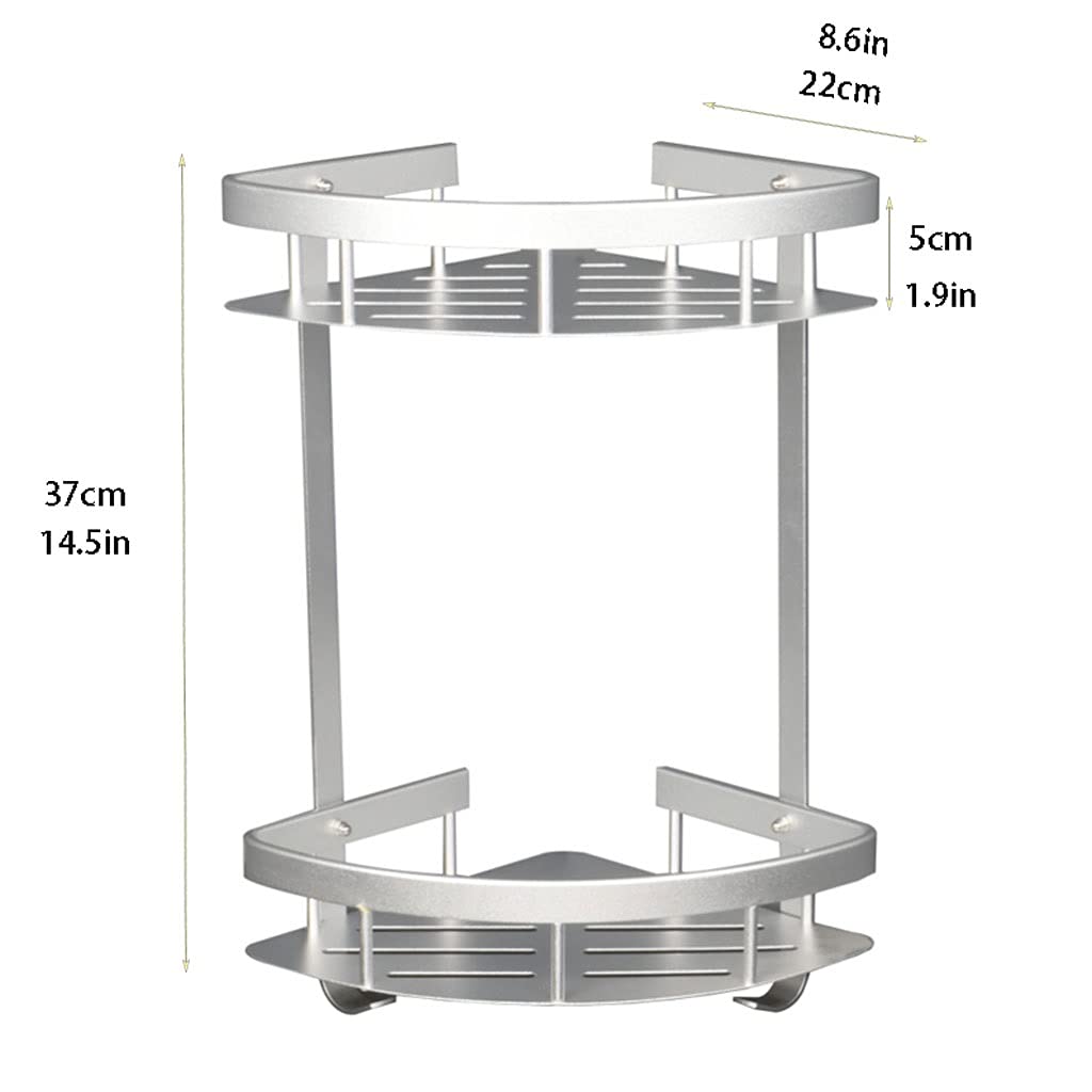 2-Layer Punch-Free Shower Caddy Organizer with Hooks - Wall Mounted Bathroom Storage Shelf for Shampoo, Soap & Accessories | Perfect for Small Bathrooms & Dorm Showers